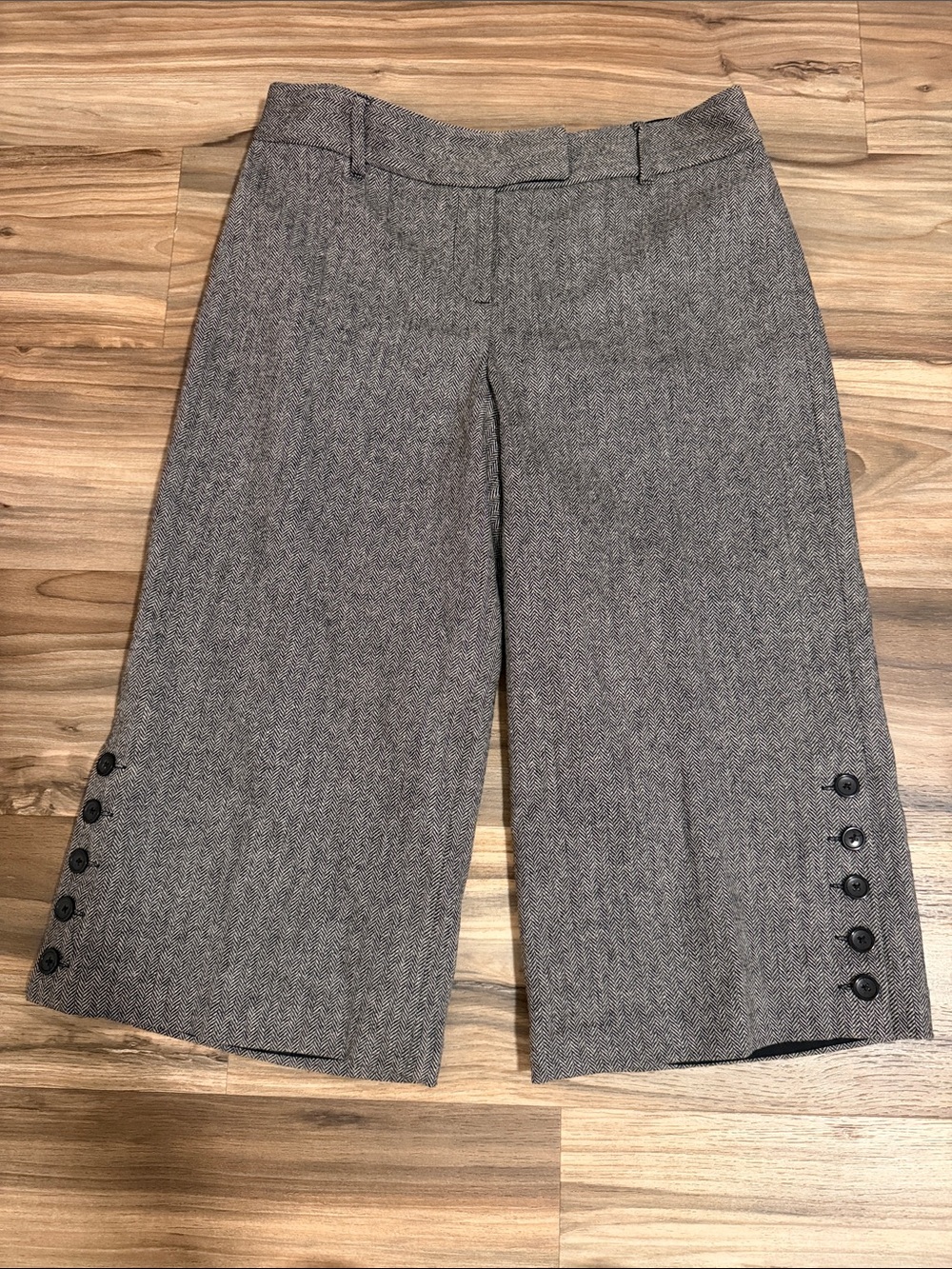 Loft Herringbone Wide Leg Cropped Pants Womens Sz. 10 Wool Blend Lined NWT